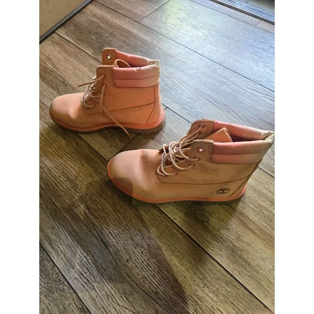 Timberland Women’s 6-Inch Premium Waterproof Boots Pink Leather Size 8